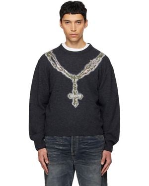we11done Cross Necklace Jumper - Blue