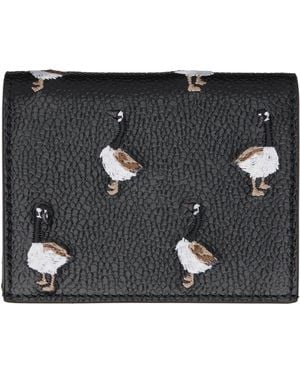 Thom Browne Pebbled Grain Goose Double Card Holder - Black