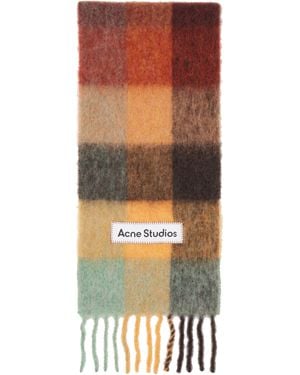 Acne Studios ブラウン Mohair Checked マフラー - マルチカラー