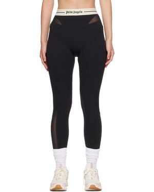 Palm Angels Logo Mesh Panel Active Leggings - Black