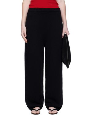 ARCH THE Wide Knitted Jogger Lounge Pants - Black