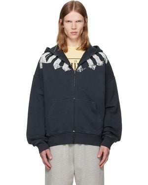 Palm Angels Big Neck Logo Zip Loose Hoodie - Blue