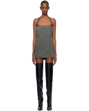 Dion Lee グレー エプロン ミニドレス - ブラック