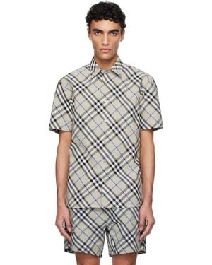 Burberry トープ チェック コットン シャツ - ブラック