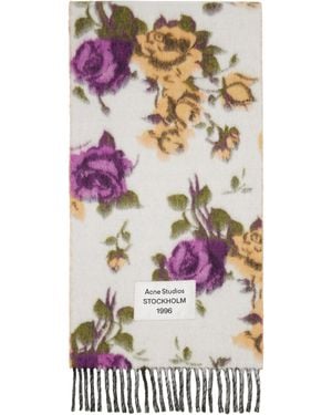 Acne Studios ホワイト＆パープル Fringed Wool マフラー - マルチカラー