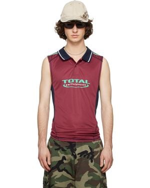 Martine Rose Burgundy Shrunken Stretch Football Polo - Red