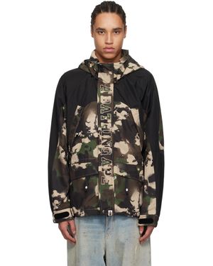 A Bathing Ape Blouson De Planche À Neige Kaki À Motif Camouflage Map - Noir