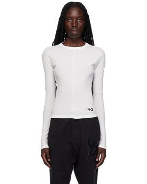 Y-3 White Fitted Long Sleeve T-shirt - Black