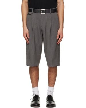 Tonywack Raw-Cut Wool Pleated Tailored Shorts - Black