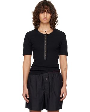 Lemaire Fitted Jersey Henley - Black