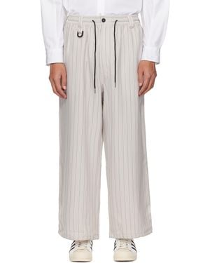 Y-3 グレー Pinstripe Sport Uniform トラックパンツ - ホワイト