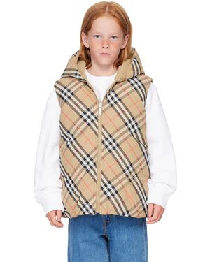 Burberry キッズ｜ベージュ チェック リバーシブル ベスト - ブルー