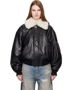 Amiri Ma Quad Leather Bomber Jacket - Black