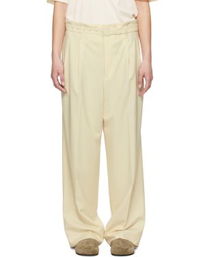 AURALEE Super Fine Tropical Wool Two-Tuck Trousers - Natural