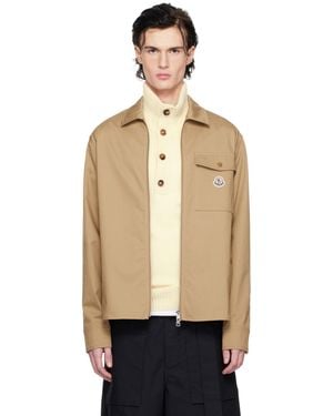 Moncler Tan Cotton Gabardine Zip-Up Jacket - Natural