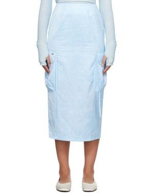 Kijun Jupe Midi Cargo Bleue À Motif Graphique