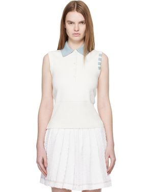 Thom Browne Off- Milano Stitch Sleeveless Polo - White