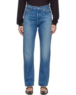 Agolde 90S Pinch Waist High Rise Straight Jeans - Blue