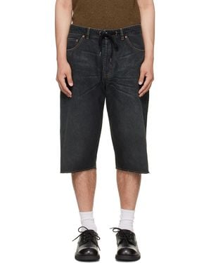 MM6 by Maison Margiela Drawstring Denim Shorts - Black