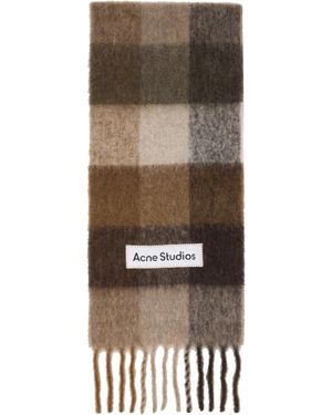 Acne Studios Écharpe Brune En Mohair À Carreaux - Multicolore