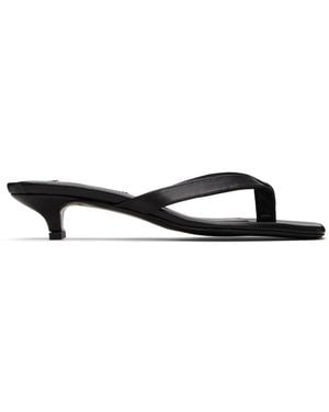 TOTEME Leather Heeled Flip Flop Sandals - Black