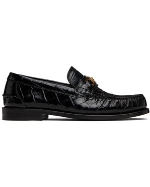 Versace Croc-Effect Medusa '95 Loafers - Black