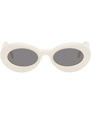 Loewe Paula's Ibizaコレクション オフホワイト オーバルサングラス - ブラック