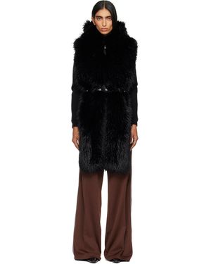 Moncler Écharpe Noire En Fourrure Synthétique