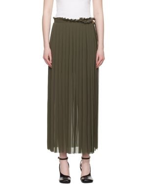 Ami Paris Jupe Midi Kaki À Plis - Noir