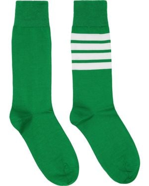 Thom Browne Cotton 4-Bar Mid Calf Socks - Green