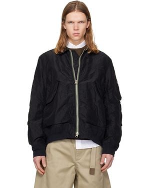 Sacai Treated Nylon Twill Blouson Bomber Jacket - Black