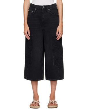 Ganni Cropped Cargo Jeans - Black