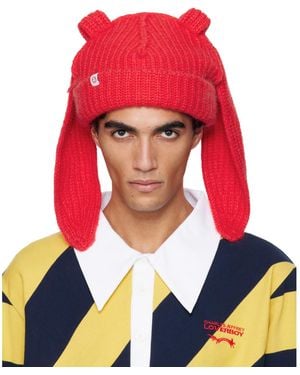Charles Jeffrey Mohair Chunky Rabbit Beanie - Red