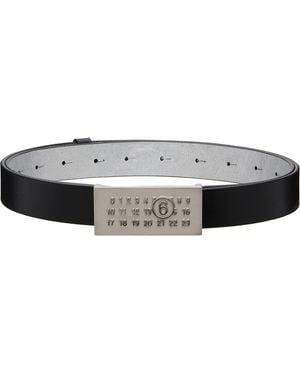 MM6 by Maison Margiela Numeric Buckle Leather Belt - Black
