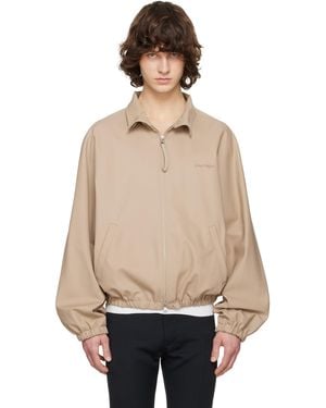 Courreges Cotton Zipped Bomber Jacket - Natural