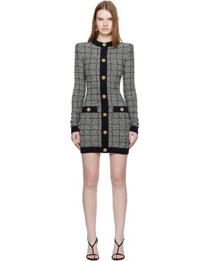 Balmain Buttoned Light Tweed Minidress - Black