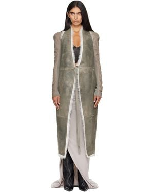 Rick Owens Taupe Tower Cyclops Shearling Vest - Green