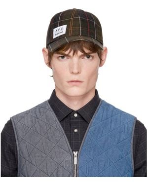 A.P.C. Khaki Barbour Edition Tartan Cap - Blue