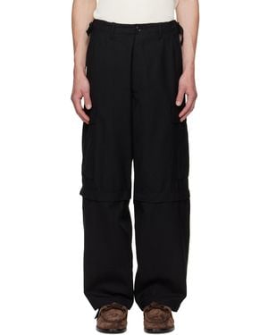 vowels Solid Cargo Pants - Black