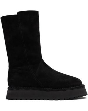 Y's Yohji Yamamoto Nubuck Leather Slip-On Boots - Black