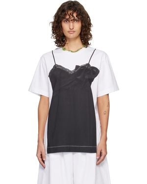 Simone Rocha Bow Sash Slip Dress Trompe L'Oeil T-Shirt - Black