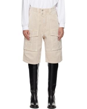 Isabel Marant Hortens High-Rise Cargo Shorts - Natural