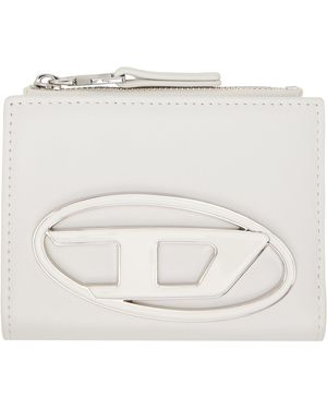 DIESEL Logo Plaque Small Leather Wallet - White