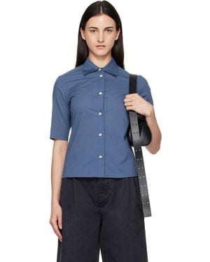 Jil Sander Slim Fit Short Sleeve Back Darts Shirt - Blue
