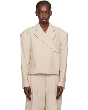 REMAIN Birger Christensen Oversized Crop Blazer - Natural
