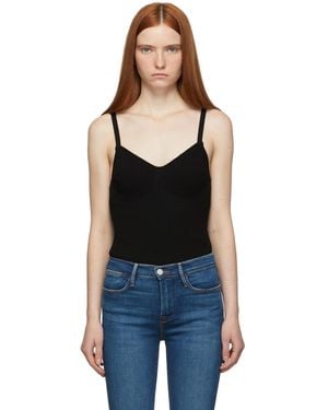 FRAME Black Ribbed Bodysuit