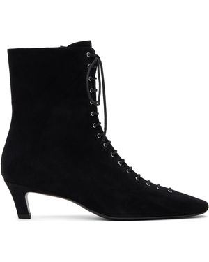 TOTEME Suede Lace-Up Boots - Black