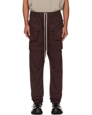 Rick Owens Burgundy Concordians Creatch Drawstring Cargo Trousers - Multicolour