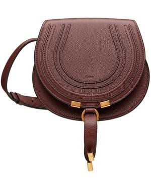 Chloé Grained Leather Marcie Saddle Bag - Brown