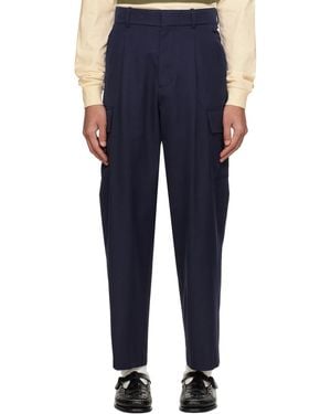 Drole de Monsieur 'Le Pantalon Cargo Laine' Cargo Trousers - Blue